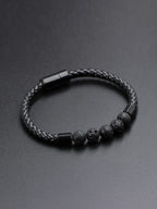 Fashionable and Popular Men Magnetic Buckle Braided Bracelet PU for Jewelry Gift and for a Stylish Look