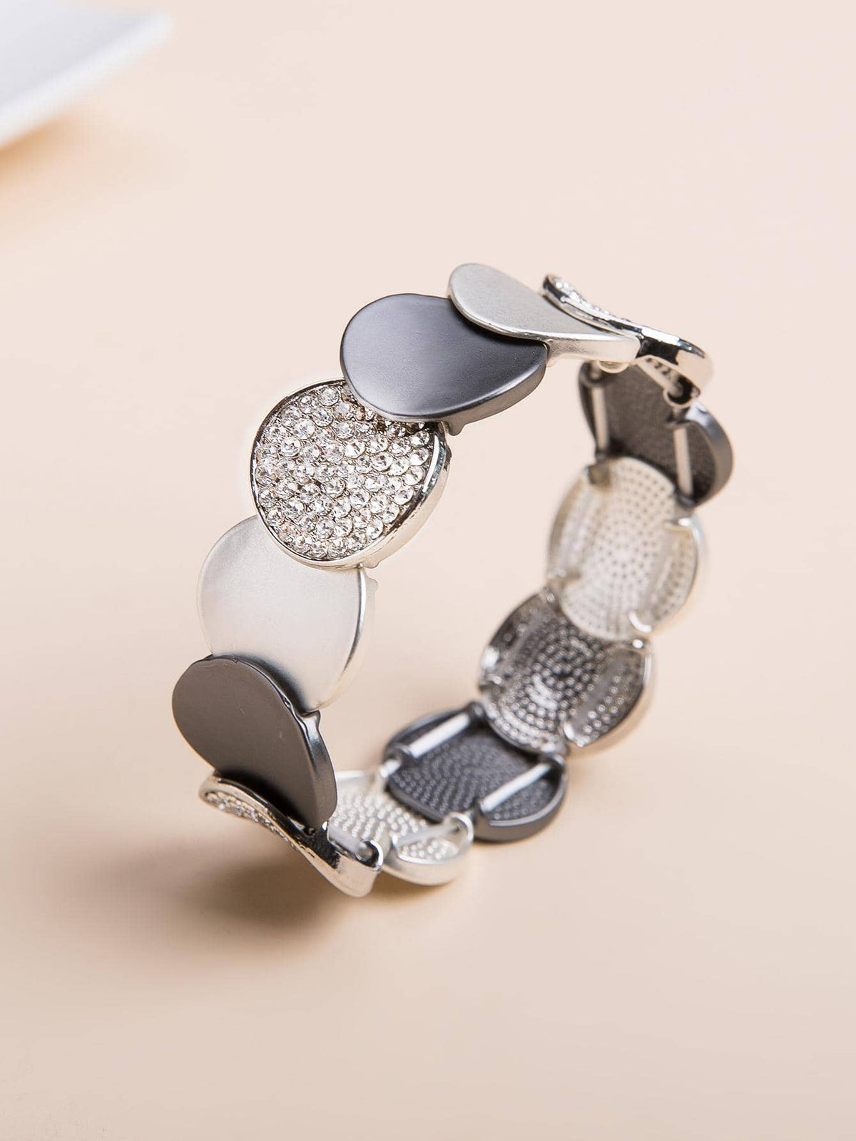 1pc Fashionable Rhinestone Round Decor Bangle For Women For Outdoor Travel