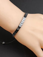 1pc Adjustable Black Onyx Beaded Bracelet For Men, For Jewelry Gift And Party