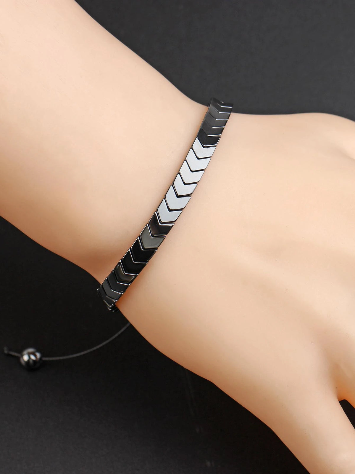 1pc Adjustable Black Onyx Beaded Bracelet For Men, For Jewelry Gift And Party