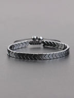 1pc Adjustable Black Onyx Beaded Bracelet For Men, For Jewelry Gift And Party