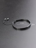 1pc Adjustable Black Onyx Beaded Bracelet For Men, For Jewelry Gift And Party