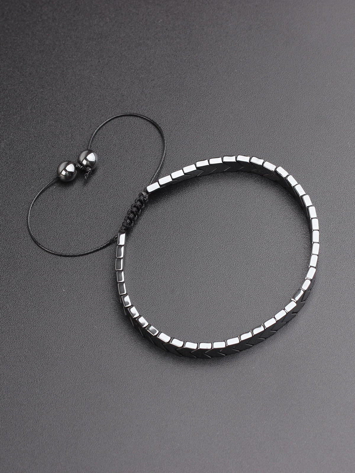 1pc Adjustable Black Onyx Beaded Bracelet For Men, For Jewelry Gift And Party