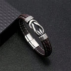 Fashion Accessories, Stylish Handmade European & American Punk Style Two-tone Pu Leather Bracelet For Men With Stainless Steel Magnetic Clasp