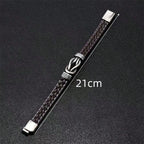 Fashion Accessories, Stylish Handmade European & American Punk Style Two-tone Pu Leather Bracelet For Men With Stainless Steel Magnetic Clasp