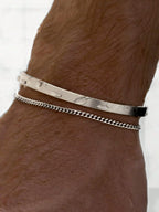 2pcs Men's Stainless Steel Double-Layer Silver Bracelet for Men