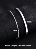 2pcs Men's Stainless Steel Double-Layer Silver Bracelet for Men