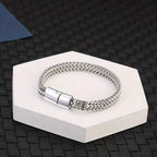 1pc Men's Stainless Steel Woven Bracelet With Magnetic Clasp, Father's Day Gift Jewelry