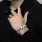1pc Men's Stainless Steel Woven Bracelet With Magnetic Clasp, Father's Day Gift Jewelry