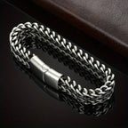 1pc Men's Stainless Steel Woven Bracelet With Magnetic Clasp, Father's Day Gift Jewelry