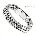 1pc Men's Stainless Steel Woven Bracelet With Magnetic Clasp, Father's Day Gift Jewelry