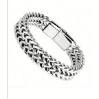 1pc Men's Stainless Steel Woven Bracelet With Magnetic Clasp, Father's Day Gift Jewelry