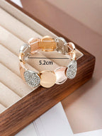 1pc Multicolor Rhinestoned Circular Bangle Bracelet, Fashionable Accessory For Women