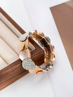 1pc Multicolor Rhinestoned Circular Bangle Bracelet, Fashionable Accessory For Women