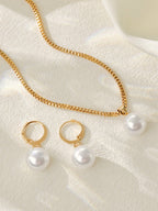 3pcs Set Faux Pearl Copper Jewelry Set Including Earrings And Necklace, Gift For Women Daily/Occasion Wear Winter Gifts