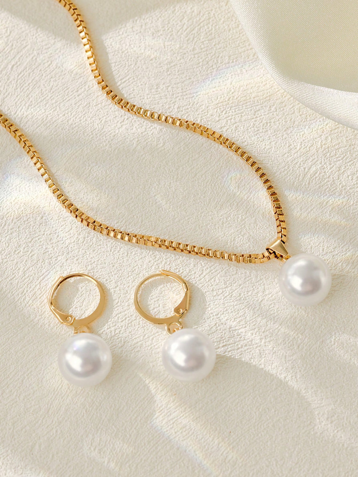 3pcs Set Faux Pearl Copper Jewelry Set Including Earrings And Necklace, Gift For Women Daily/Occasion Wear Winter Gifts