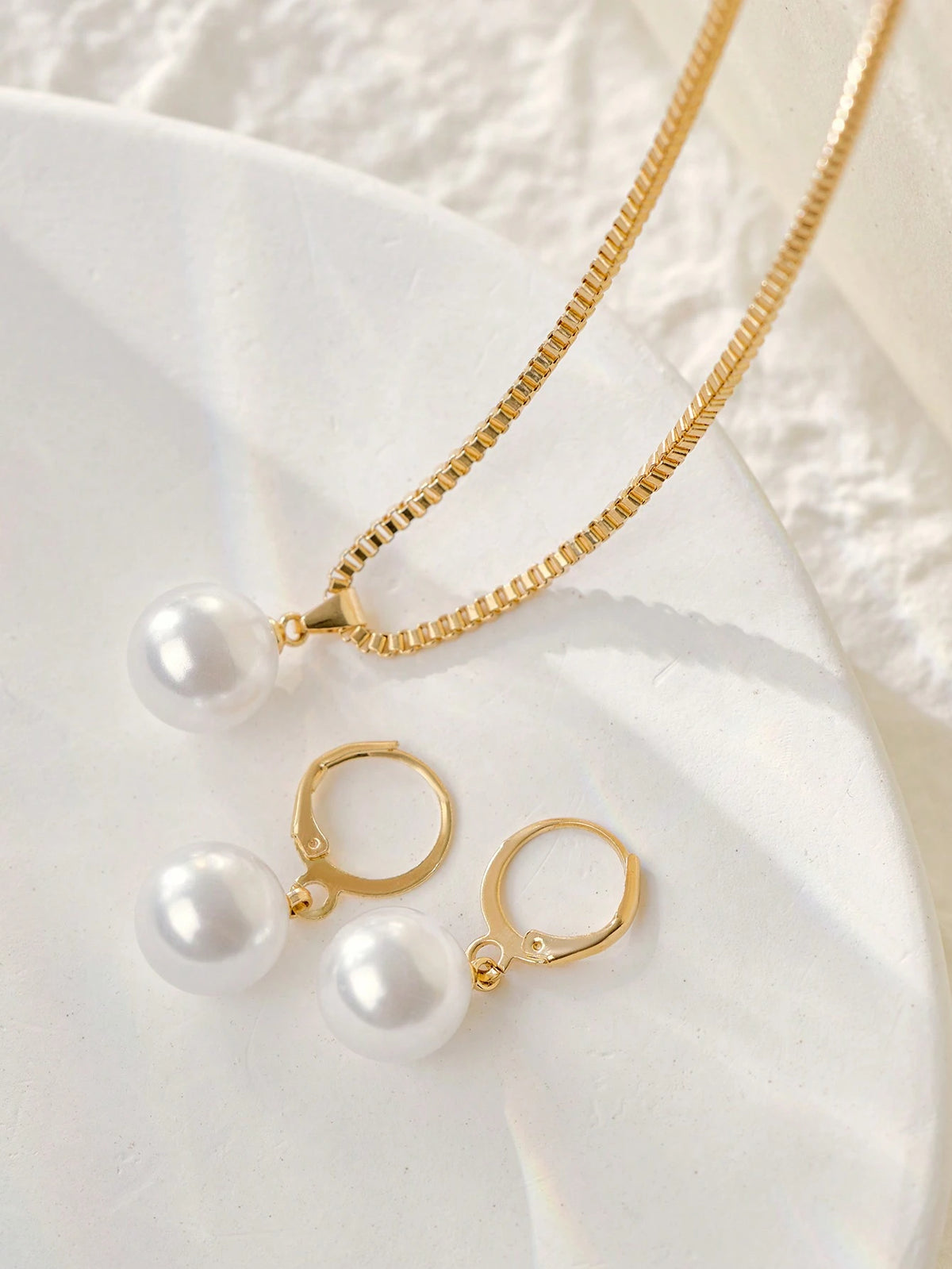 3pcs Set Faux Pearl Copper Jewelry Set Including Earrings And Necklace, Gift For Women Daily/Occasion Wear Winter Gifts