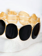1pc Black Minimalist Cuff Bracelet, Unique Design Bracelet For Women's Gift
