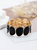 1pc Black Minimalist Cuff Bracelet, Unique Design Bracelet For Women's Gift