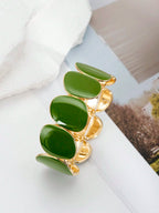 1pc Green Minimalist Elegant Charm Bracelet, Unique Design Luxury Quality Women's Wristband, Suitable For Daily Wear, Gift Accessory
