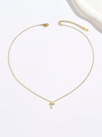 1pc Delicate Petite Golden Cross Necklace, Artistic Versatile Choker Necklace To Highlight Neck Elegance And Unique Taste
