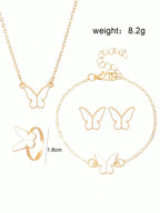 5pcs Elegant Butterfly Pendant Earrings Bracelet Ring And Necklace Set, Best Gift For Girls For Daily Wear, Party, And Events