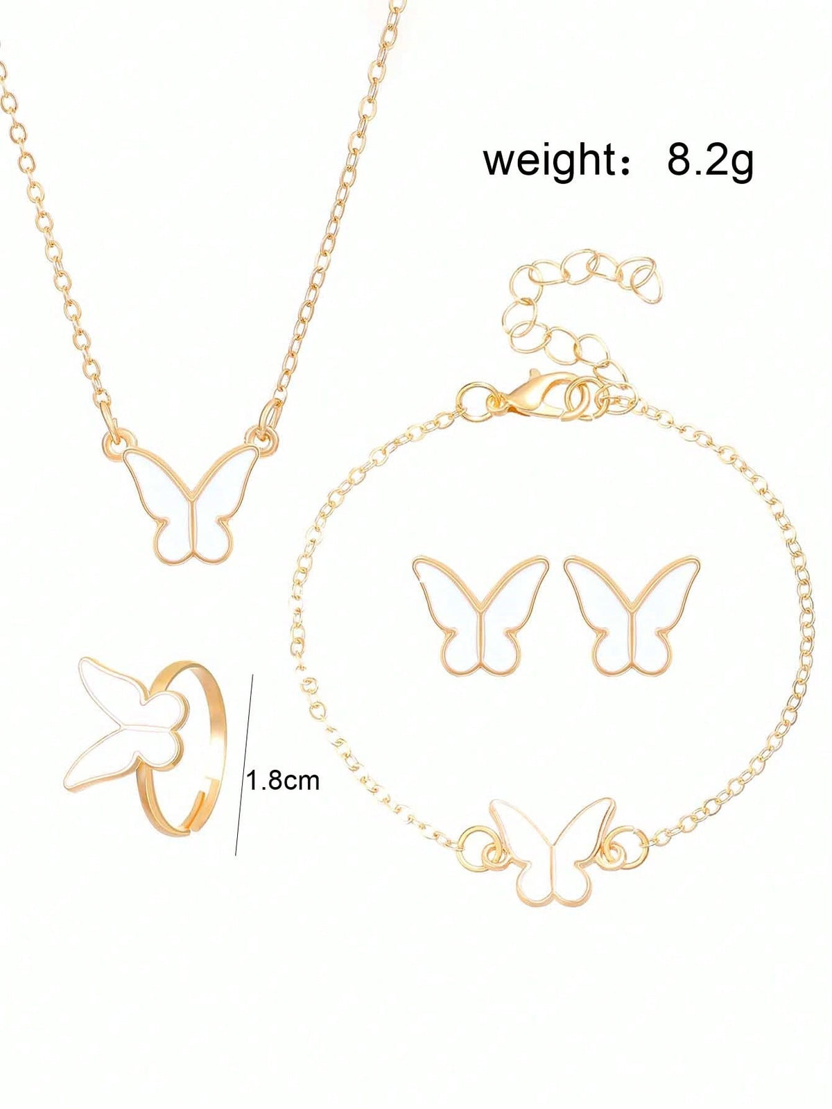5pcs Elegant Butterfly Pendant Earrings Bracelet Ring And Necklace Set, Best Gift For Girls For Daily Wear, Party, And Events