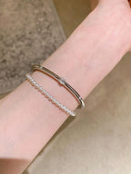 1pc Elegant Sparkling Gemstone Decorated Thin Bracelet