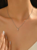 1pc Delicate Petite Golden Cross Necklace, Artistic Versatile Choker Necklace To Highlight Neck Elegance And Unique Taste
