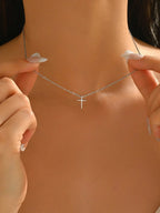 1pc Delicate Petite Golden Cross Necklace, Artistic Versatile Choker Necklace To Highlight Neck Elegance And Unique Taste