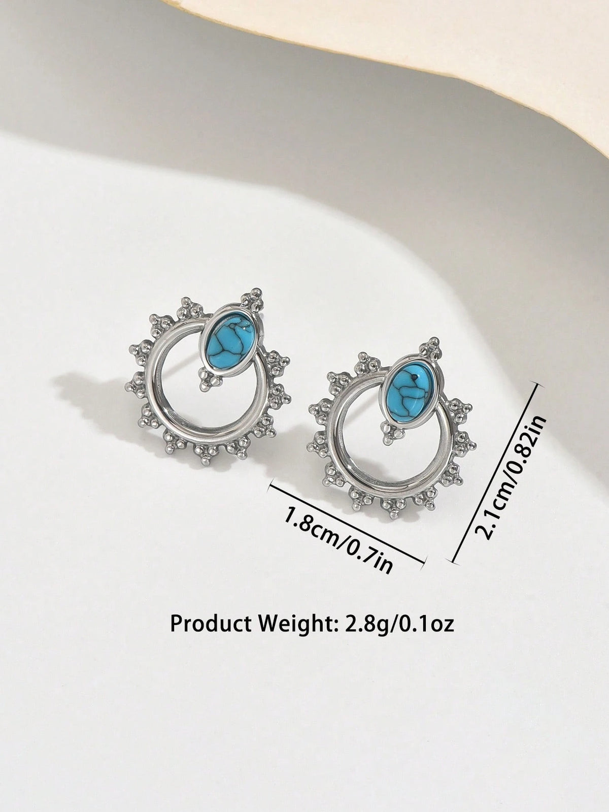 1 Pair Fashionable, Exquisite, And Elegant Hoop Earrings Inlaid With Blue And Green Gemstones, Unique Design With Exotic Charm And Classic Elegance, Suitable For Daily Wear