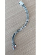 1pc Men's Stainless Steel Woven Bracelet With Magnetic Clasp, Father's Day Gift Jewelry