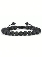 8mm Tiger Eye Stone Beads Bracelet Adjustable Braided Rope Bangles Black Agate Lava Rock Men Women Yoga Healing Balance Fashion Jewelry, Protection, Courage, Focus