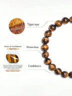 8mm Tiger Eye Stone Beads Bracelet Adjustable Braided Rope Bangles Black Agate Lava Rock Men Women Yoga Healing Balance Fashion Jewelry, Protection, Courage, Focus
