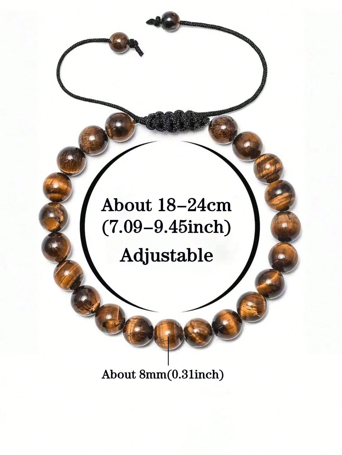 8mm Tiger Eye Stone Beads Bracelet Adjustable Braided Rope Bangles Black Agate Lava Rock Men Women Yoga Healing Balance Fashion Jewelry, Protection, Courage, Focus