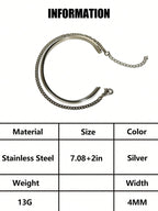 2pcs Men's Stainless Steel Double-Layer Silver Bracelet for Men
