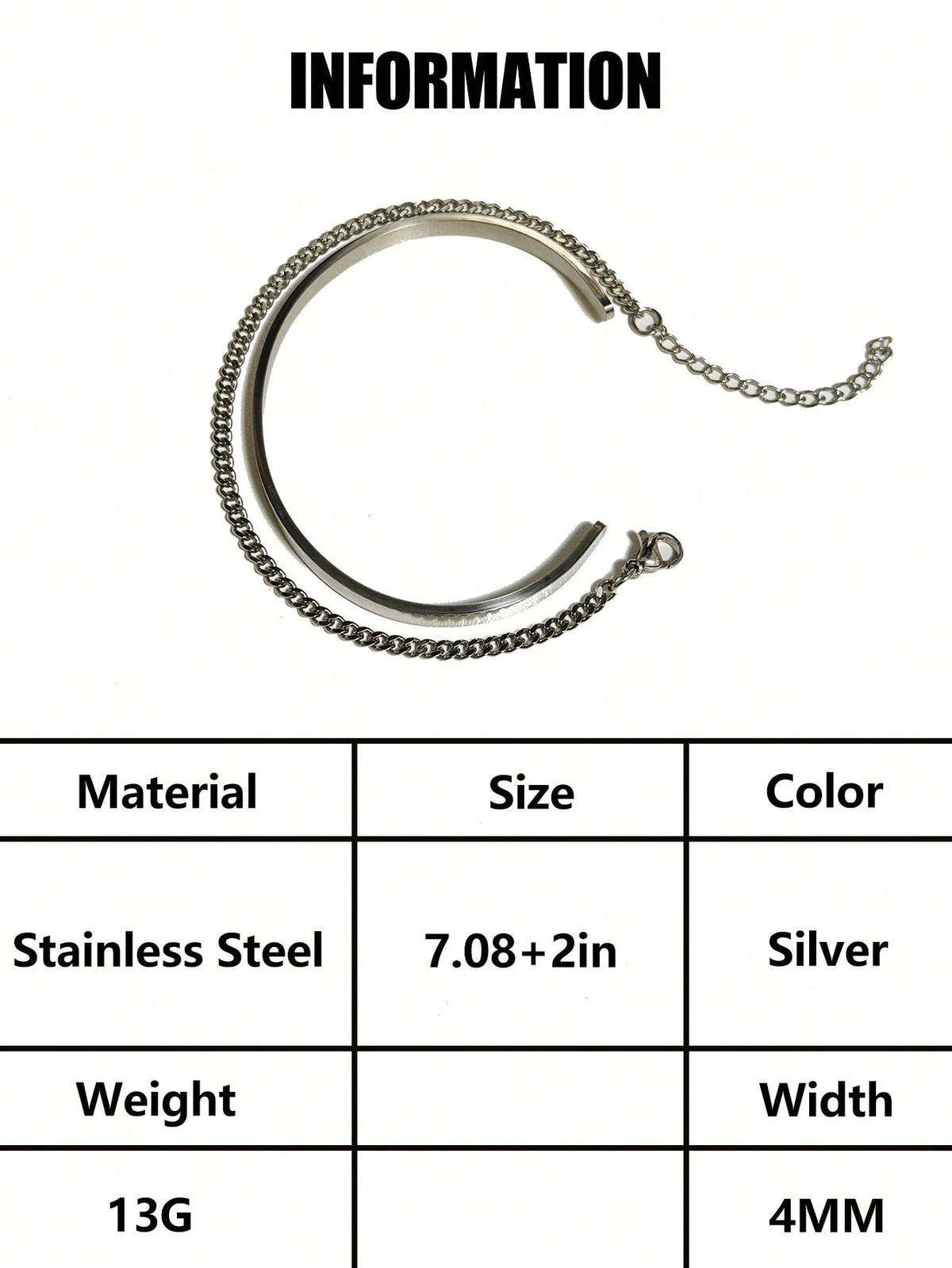 2pcs Men's Stainless Steel Double-Layer Silver Bracelet for Men