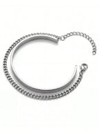 2pcs Men's Stainless Steel Double-Layer Silver Bracelet for Men