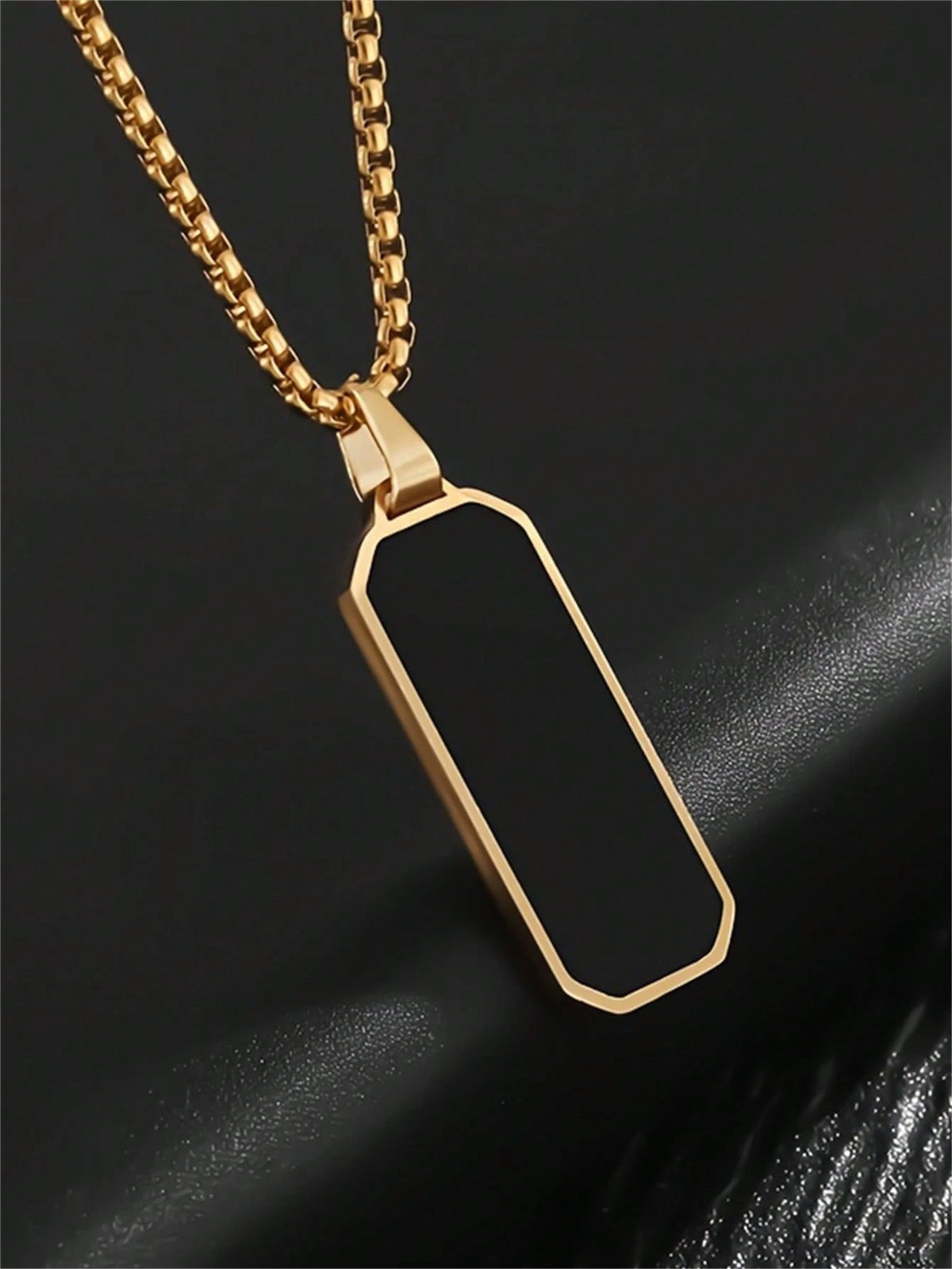 1PC High-Quality Stainless Steel Glossy Black Military Dog Tag Pendant Necklace For Men And Women Fashion Casual Jewelry Gift