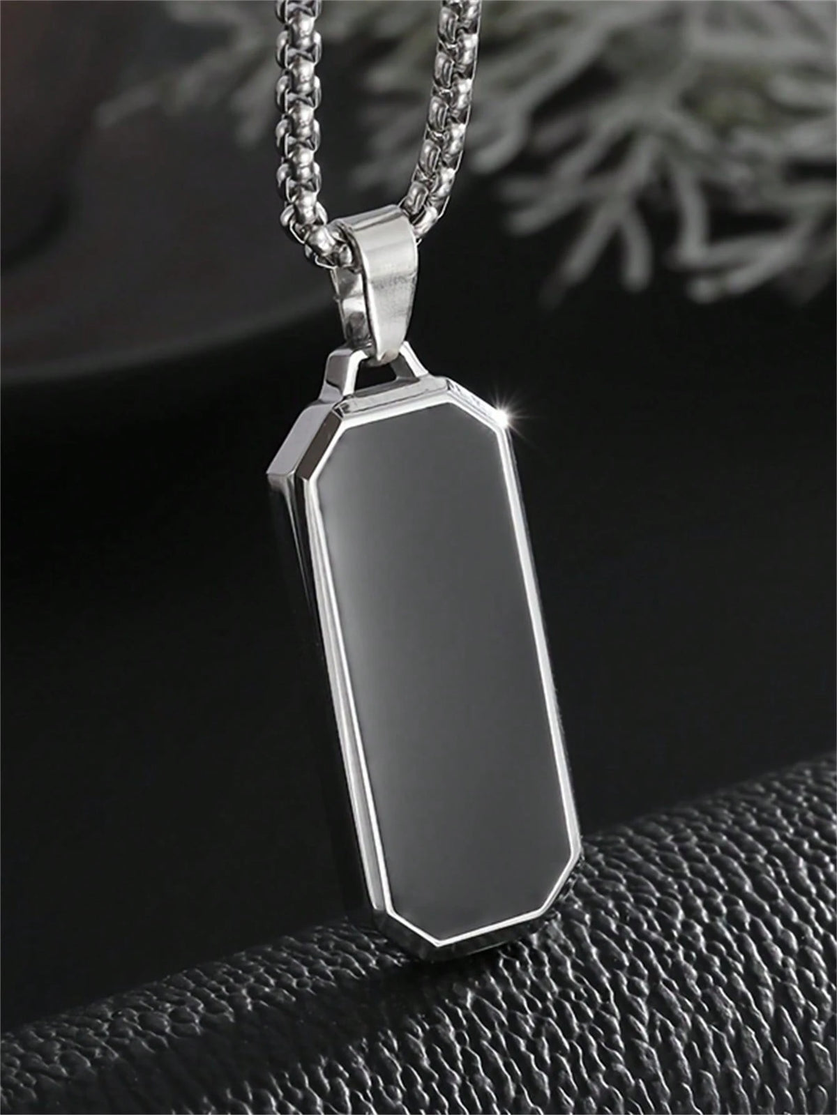 1PC High-Quality Stainless Steel Glossy Black Military Dog Tag Pendant Necklace For Men And Women Fashion Casual Jewelry Gift