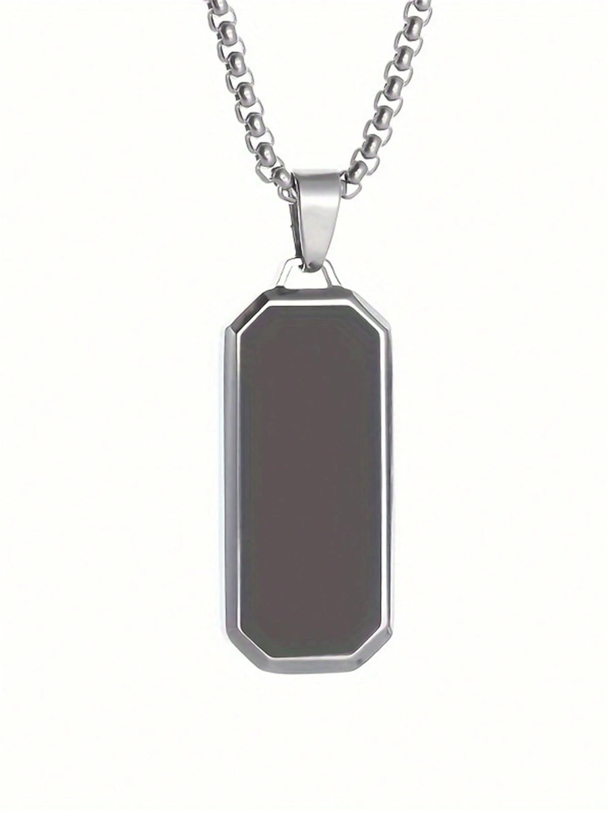 1PC High-Quality Stainless Steel Glossy Black Military Dog Tag Pendant Necklace For Men And Women Fashion Casual Jewelry Gift