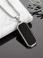 1PC High-Quality Stainless Steel Glossy Black Military Dog Tag Pendant Necklace For Men And Women Fashion Casual Jewelry Gift