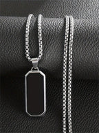 1PC High-Quality Stainless Steel Glossy Black Military Dog Tag Pendant Necklace For Men And Women Fashion Casual Jewelry Gift
