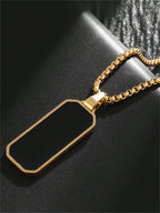 1PC High-Quality Stainless Steel Glossy Black Military Dog Tag Pendant Necklace For Men And Women Fashion Casual Jewelry Gift