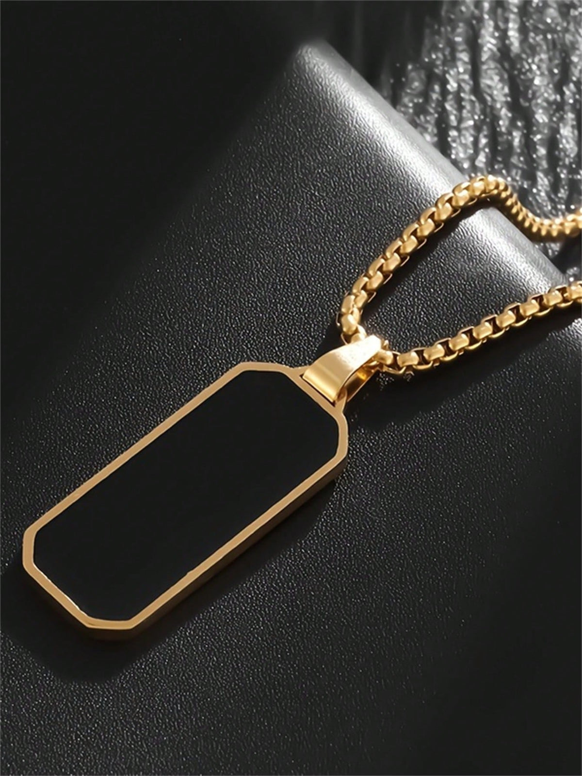 1PC High-Quality Stainless Steel Glossy Black Military Dog Tag Pendant Necklace For Men And Women Fashion Casual Jewelry Gift