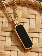 1PC High-Quality Stainless Steel Glossy Black Military Dog Tag Pendant Necklace For Men And Women Fashion Casual Jewelry Gift