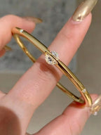 1pc Elegant Sparkling Gemstone Decorated Thin Bracelet