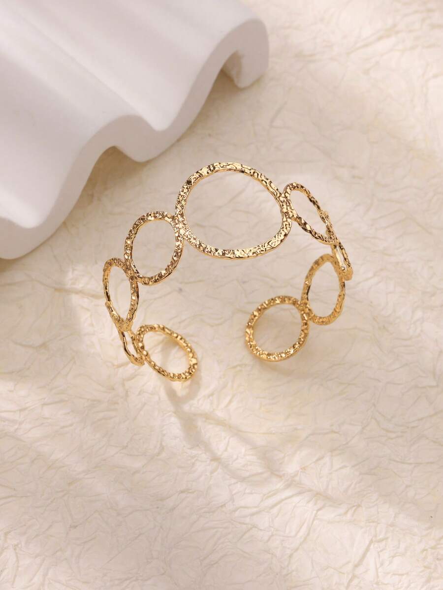 1PC Hollow Bangles For Women Gold Color Stainless Steel Cuff Bangle Bracelet Fashion Wedding