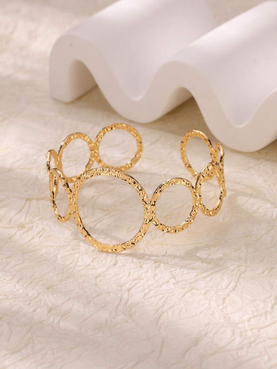 1PC Hollow Bangles For Women Gold Color Stainless Steel Cuff Bangle Bracelet Fashion Wedding