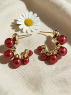 Elegant Vintage Classic Faux Pearl Hoop Earrings